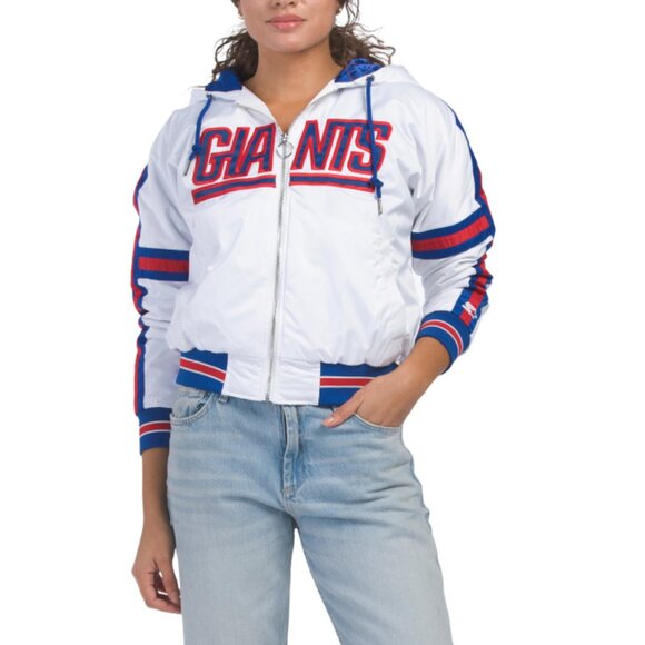 STARTER Navy New York Giants Full Zip Hooded Jacket